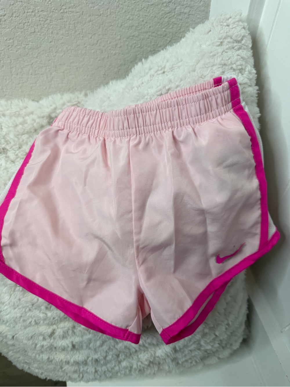 Nike girl Light Pink Athletic Shorts with Bright Pink Trim